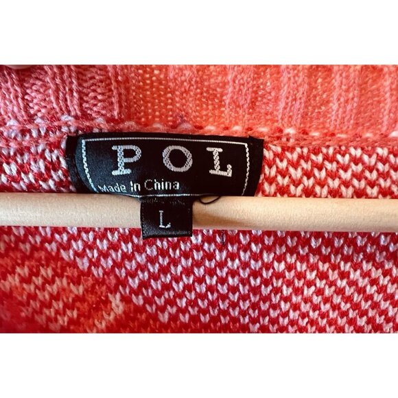 Pol Women’s Sheep Print Pullover Knit Sweater Coral Large Princess Diana - Picture 4 of 6